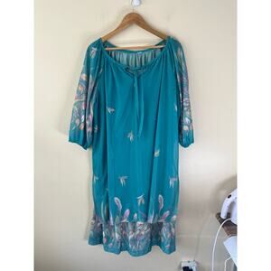 Vintage 60s/70s Nightgown and Topper Feather Teal